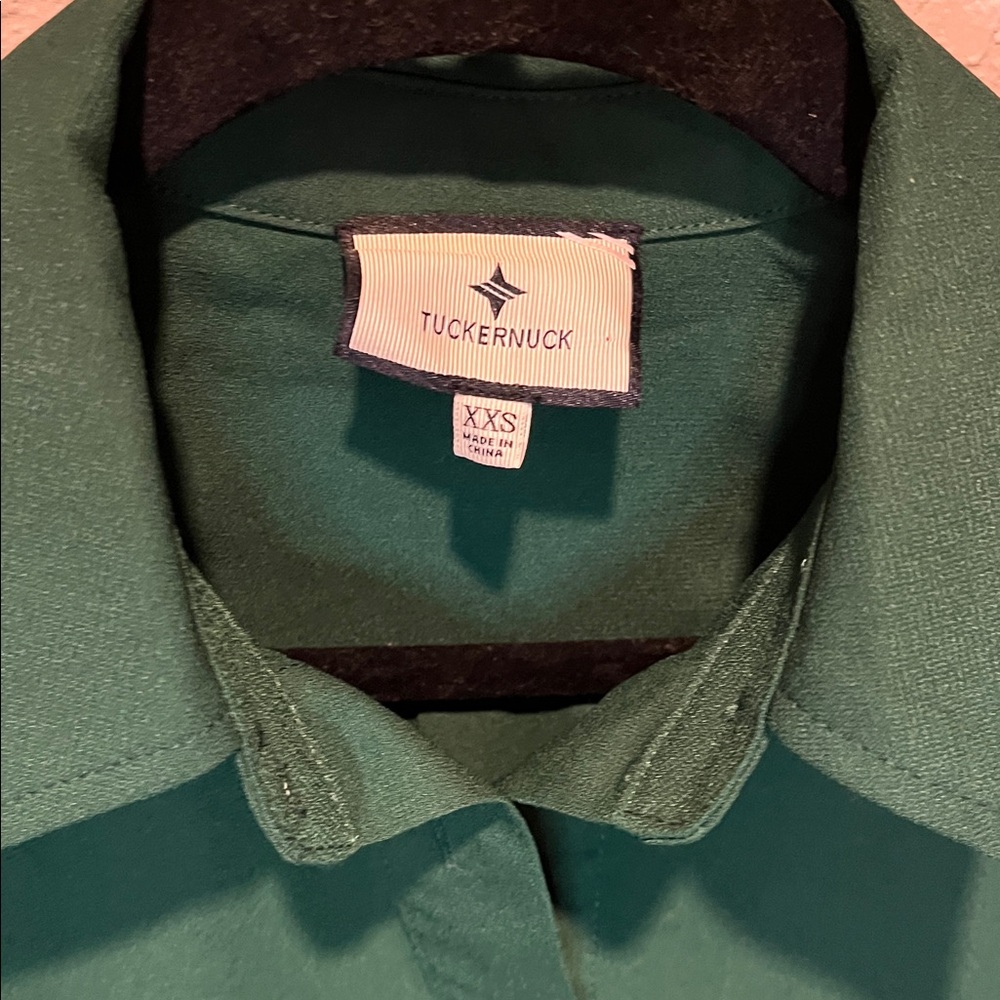 Tuckernuck Callahan Crepe Hunter Green Shirt Dress size XXS - Picture 4 of 11